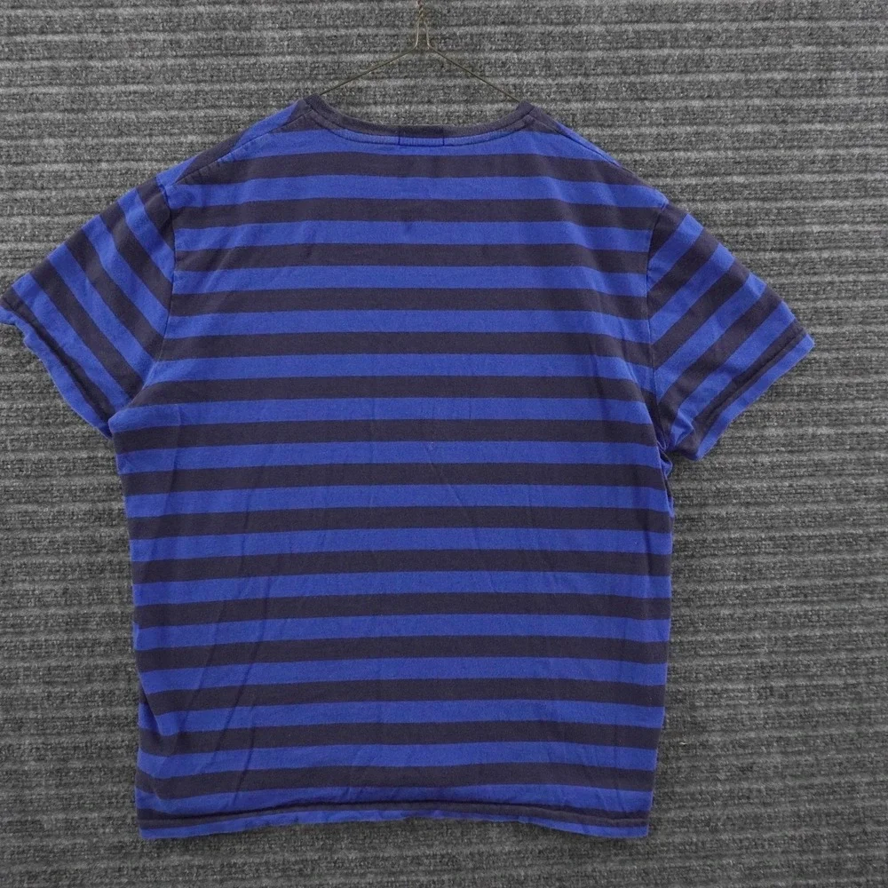 Polo Ralph Lauren T-Shirt Mens L Blue Striped Short Sleeve Pony Logo